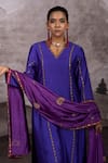 Buy_Bhusattva_Purple Organic Silk Embroidered Zardosi V Neck Kurta Pant Set 