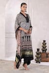 Buy_Geroo Jaipur_Black Silk Handblock Floral V-neck Print Kaftan With Pant _Online_at_Aza_Fashions