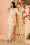 Buy_Geroo Jaipur_Off White Jacquard Handpainted Floral Botanical Beauty Woven Kurta With Pant _at_Aza_Fashions