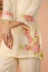 Geroo Jaipur_Off White Jacquard Handpainted Floral Botanical Beauty Woven Kurta With Pant _at_Aza_Fashions