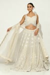 Buy_Vandana Sethi_Ivory Silk , Pearls Sweetheart Meadow Embroidered Lehenga Set _at_Aza_Fashions