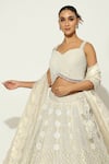 Buy_Vandana Sethi_Ivory Silk , Pearls Sweetheart Meadow Embroidered Lehenga Set _Online_at_Aza_Fashions