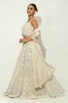 Shop_Vandana Sethi_Ivory Silk , Pearls Sweetheart Meadow Embroidered Lehenga Set _Online_at_Aza_Fashions