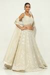 Shop_Vandana Sethi_Ivory Silk , Pearls Sweetheart Meadow Embroidered Lehenga Set _at_Aza_Fashions