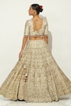 Vandana Sethi_Ivory Silk Tassels, Beads, Embroidery Bandeau Gul Zardozi Bridal Lehenga Set _Online_at_Aza_Fashions