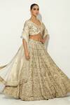 Buy_Vandana Sethi_Ivory Silk Tassels, Beads, Embroidery Bandeau Gul Zardozi Bridal Lehenga Set _Online_at_Aza_Fashions