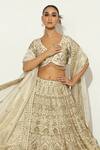 Shop_Vandana Sethi_Ivory Silk Tassels, Beads, Embroidery Bandeau Gul Zardozi Bridal Lehenga Set _Online_at_Aza_Fashions