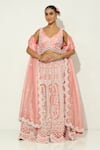 Buy_Vandana Sethi_Pink Organza Pearls Mughal Bahar Embroidered Bridal Lehenga Set _at_Aza_Fashions