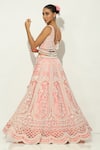 Vandana Sethi_Pink Organza Pearls Mughal Bahar Embroidered Bridal Lehenga Set _Online_at_Aza_Fashions