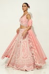 Vandana Sethi_Pink Organza Pearls Mughal Bahar Embroidered Bridal Lehenga Set _at_Aza_Fashions