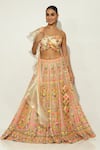 Shop_Vandana Sethi_Multi Color Shimmer Organza Embroidery Thread Scoop Gullista Bloom Lehenga Set _at_Aza_Fashions