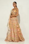 Vandana Sethi_Multi Color Shimmer Organza Embroidery Thread Scoop Gullista Bloom Lehenga Set _at_Aza_Fashions