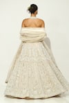 Buy_Vandana Sethi_Beige Shimmer Organza Embroidery Pearl Halter Gulshan Bagh Bridal Lehenga Set _Online_at_Aza_Fashions