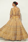 Vandana Sethi_Yellow Dupion Silk Embroidered Zardosi V Neck Lehenga Set _Online_at_Aza_Fashions