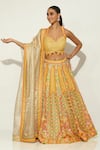 Buy_Vandana Sethi_Multi Color Shimmer Organza Embroidered Sequin Sweetheart Lehenga Set _at_Aza_Fashions