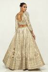 Vandana Sethi_Ivory Shimmer Raw Silk Embroidered Zardosi V Neck Oriental Lehenga Set _Online_at_Aza_Fashions