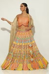 Buy_Vandana Sethi_Multi Color Shimmer Organza Embroidered Floral Square Lehenga Set _at_Aza_Fashions