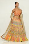 Shop_Vandana Sethi_Multi Color Shimmer Organza Embroidered Floral Square Lehenga Set _at_Aza_Fashions