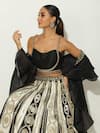 Vandana Sethi_Black Dupion Silk Embroidered Mirror Sweetheart And Gota Lehenga Set _at_Aza_Fashions