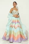 Vandana Sethi_Multi Color Dupion Silk Embellished Chevron Gradient Pattern Lehenga Set _at_Aza_Fashions