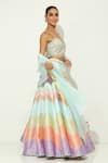 Buy_Vandana Sethi_Multi Color Dupion Silk Embellished Chevron Gradient Pattern Lehenga Set 