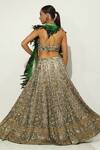 Vandana Sethi_Green Shimmer Georgette Embellished Sequin Sweetheart Geometric Lehenga Set _Online_at_Aza_Fashions