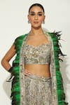 Buy_Vandana Sethi_Green Shimmer Georgette Embellished Sequin Sweetheart Geometric Lehenga Set _Online_at_Aza_Fashions