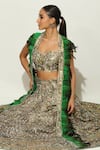 Vandana Sethi_Green Shimmer Georgette Embellished Sequin Sweetheart Geometric Lehenga Set _at_Aza_Fashions