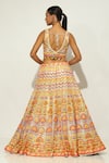 Vandana Sethi_Ivory Shimmer Raw Silk Embellished Sequin V-neck Floral Bead Lehenga Set _Online_at_Aza_Fashions