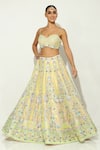 Shop_Vandana Sethi_Ivory Shimmer Organza Embellished Sequin Floral Vine Bead Bridal Lehenga Set _Online_at_Aza_Fashions