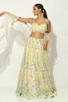 Buy_Vandana Sethi_Ivory Shimmer Organza Embellished Sequin Floral Vine Bead Bridal Lehenga Set 