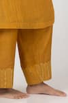 Pants and Pajamas_Yellow Chanderi Mul Embroidered Thread Abstract Patch Work Kurta With Pant _Online_at_Aza_Fashions