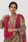 Pants and Pajamas_Pink Chanderi Mul Embroidery Patchwork Floral Dupatta _Online_at_Aza_Fashions