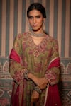 Pants and Pajamas_Pink Chanderi Mul Embroidery Patchwork Floral Dupatta _at_Aza_Fashions