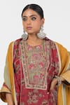 Shop_Pants and Pajamas_Green Chanderi Mul Embroidery Patchwork Print Dupatta _Online_at_Aza_Fashions