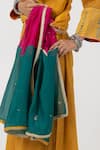 Shop_Pants and Pajamas_Yellow Chanderi Mul Embroidery Floral Round Patchwork Kurta _Online_at_Aza_Fashions