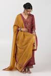 Buy_Pants and Pajamas_Yellow Chanderi Mull Embroidered Sequins Thread Dupatta _at_Aza_Fashions