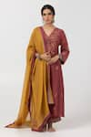 Pants and Pajamas_Yellow Chanderi Mull Embroidered Sequins Thread Dupatta _Online_at_Aza_Fashions