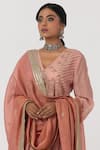 Pants and Pajamas_Pink Chanderi Zari Embroidered Sequins Lace Dupatta _Online_at_Aza_Fashions