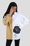 Buy_Richaa Goenka_White Cotton Embroidery, Stones Collared Rose Print Shirt _at_Aza_Fashions