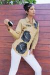 Buy_Richaa Goenka_Beige Cotton Printed Rose Collar Shirt _at_Aza_Fashions