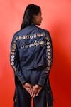 Buy_Richaa Goenka_Blue Cotton Hand Embroidered Eyelets Stand Collar Jacket And Cargo Pant Set _Online_at_Aza_Fashions