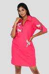 Buy_Richaa Goenka_Pink Cotton Hand Embroidered Dragon Fly Collar Dress _at_Aza_Fashions