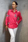 Shop_Richaa Goenka_Pink Cotton Hand Embroidered Sequin Collared Shirt _at_Aza_Fashions