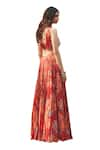 Buy_Archana Shah_Red Bemberg Crepe Print Floral Sweetheart Neck Moroccan Lehenga Set 