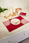 Buy_Inheritance India_Maroon 100% Cotton Rangoli Block Print Table Mat And Napkin Set _at_Aza_Fashions