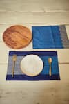 Shop_Inheritance India_Blue 100% Cotton Wave Block Print Table Mat And Napkin Set _Online_at_Aza_Fashions