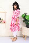 THE COTTON STAPLE_Pink Cotton Printed Ikat Barbie Kurta With Pant _Online_at_Aza_Fashions