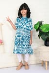 THE COTTON STAPLE_Blue Cotton Printed Ikat Orient Kurta With Pant _Online_at_Aza_Fashions