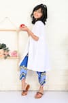 THE COTTON STAPLE_White Cotton Printed Ikat Seashell Solid Kurta With Pant _Online_at_Aza_Fashions